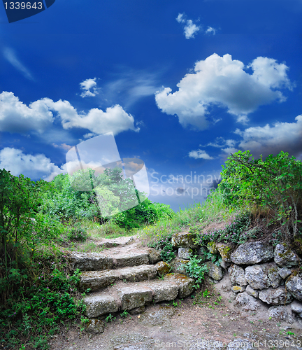 Image of staircase in the ruins of the ancient cave city