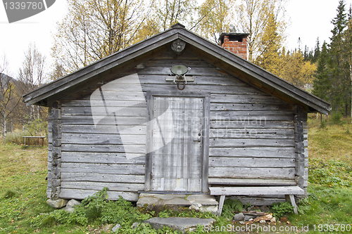 Image of Old traditional wooden cabin in Sweden 