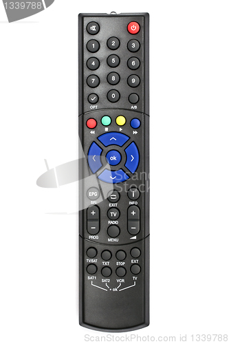 Image of Black remote control isolated on white background 