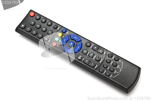 Image of Black remote control isolated on white background 