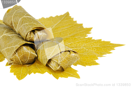 Image of Dolma on grape leaf