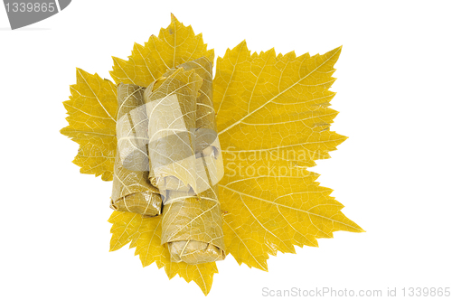 Image of Dolma on grape leaf