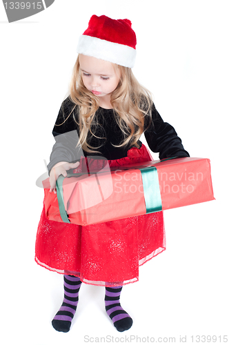 Image of Baby girl dressed up for Christams
