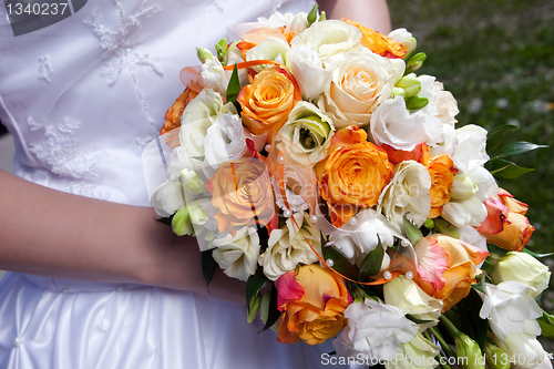Image of Wedding bouquet of orange roses