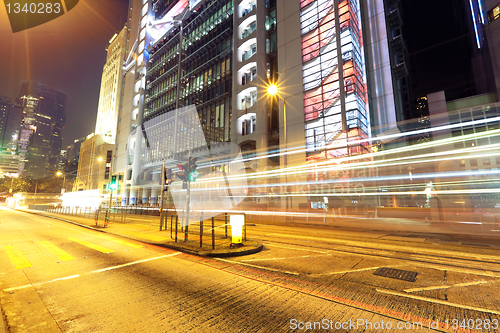 Image of Traffic through the city at night