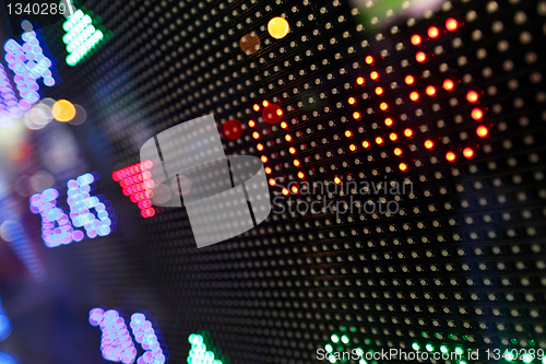 Image of led display at night with stock infomation abstract