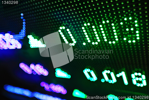 Image of led display at night with stock infomation abstract