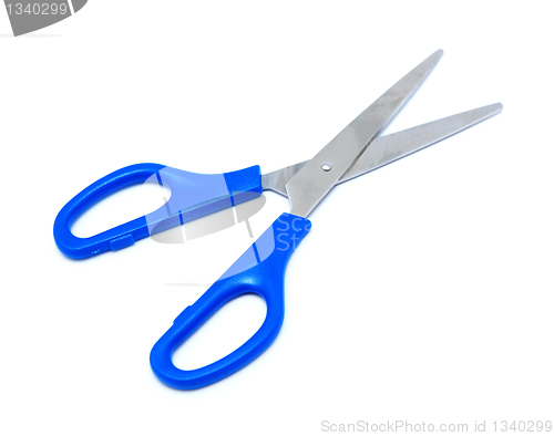 Image of blue scissors isolated on white background