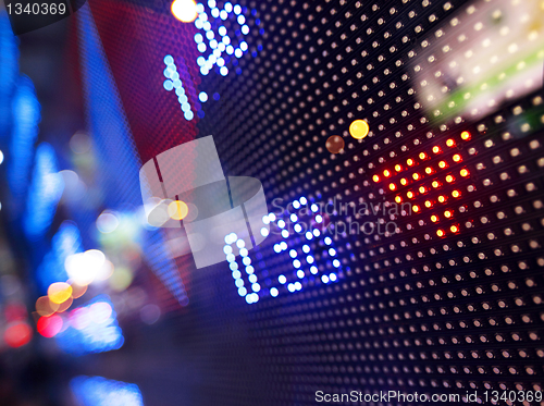 Image of led display at night with stock infomation abstract