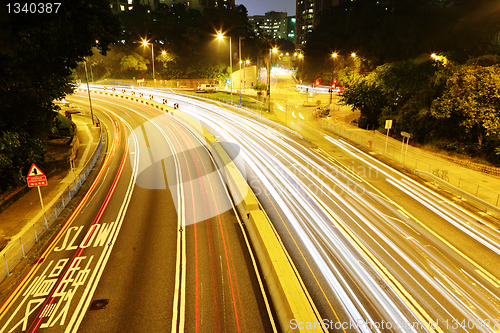 Image of light trails in mega city