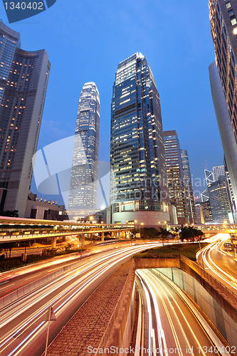 Image of traffic in city at night