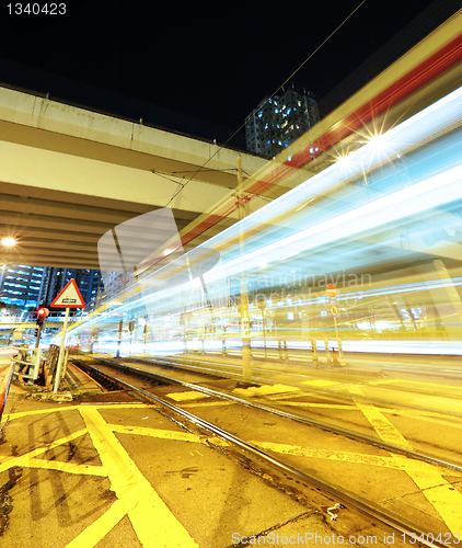 Image of light trails in mega city