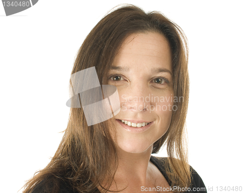 Image of cute middle age woman head shot studio portrait