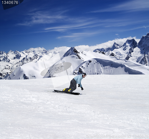 Image of Snowboarding in mountains