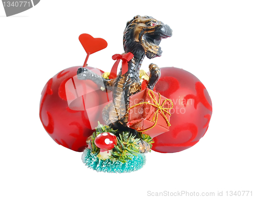 Image of Dragon bearing a gift for Christmas