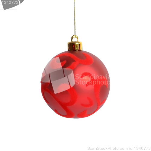 Image of Red Christmas ball on white background