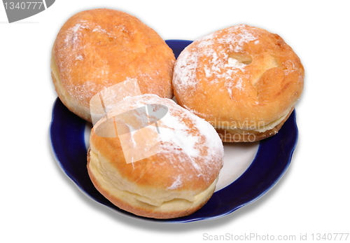 Image of Three sweet buns isolated on a white background