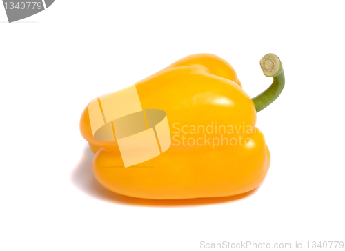 Image of One yellow sweet pepper on a white background
