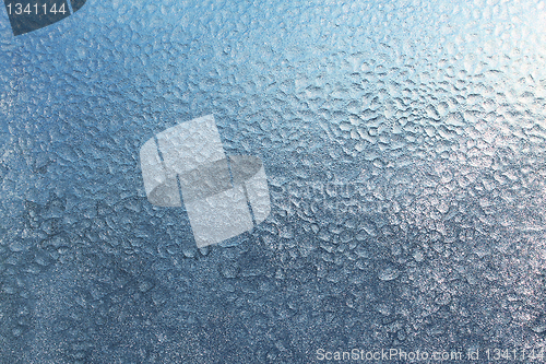 Image of frozen water drops on glass