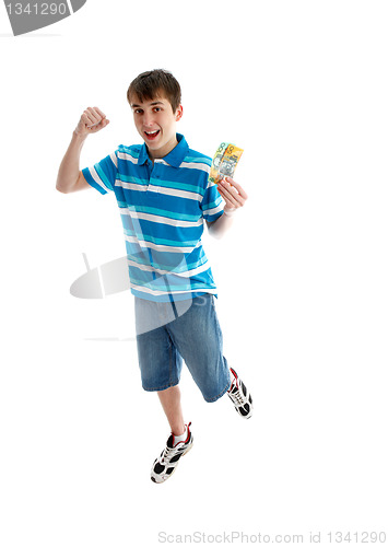 Image of Teen boy prosperity success leap