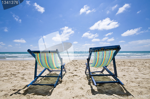 Image of Sunbeds on the beach