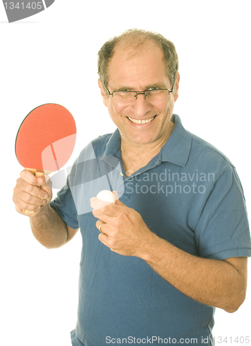 Image of senior man playing ping-pong table tennis