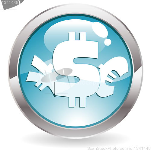 Image of Gloss Button with dollar sign and euro yen