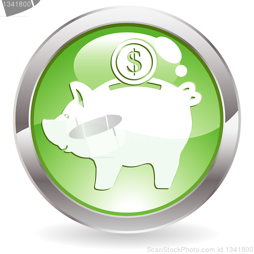 Image of Gloss Button with piggy bank