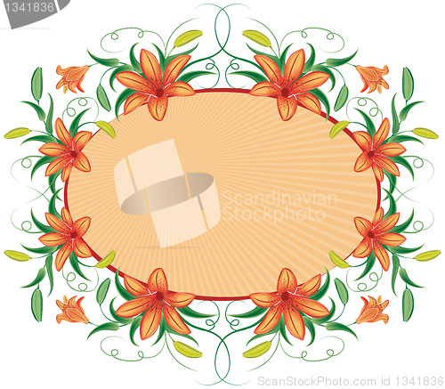 Image of Floral frame with lily, vector