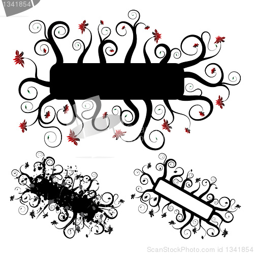 Image of Grunge floral frame, elements for design, vector