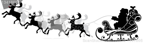 Image of Christmas santa and deers, vector