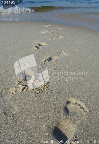 Image of Footprints on the beach sand