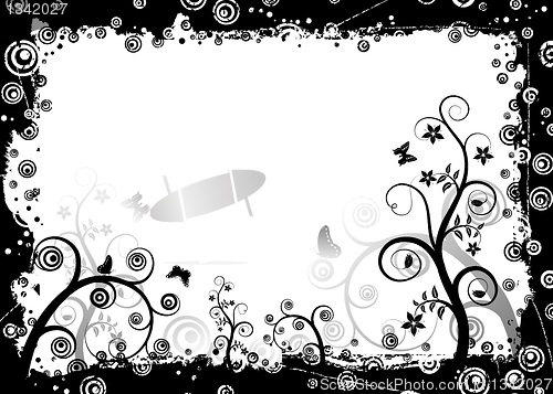 Image of Grunge floral frame, vector