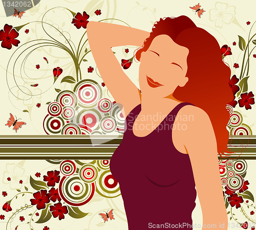 Image of Abstract floral chaos with girl