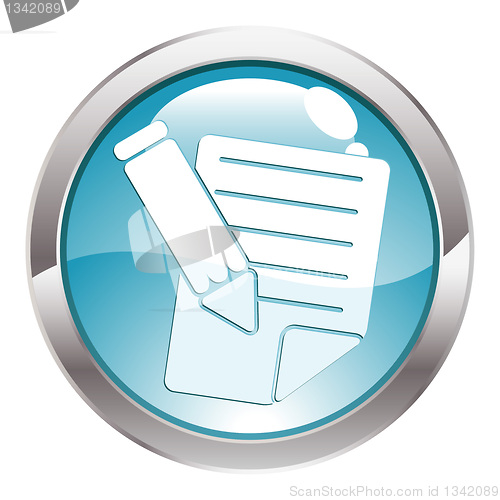 Image of Gloss Button with Pencil and Note