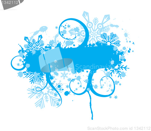 Image of Snowflake grunge frame, elements for design, vector