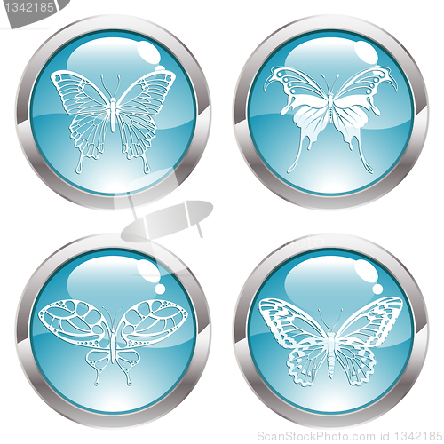 Image of Gloss Button with Butterfly