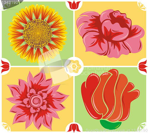 Image of Floral background, icon set, illustration