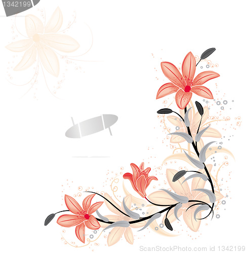 Image of Floral element for design with lily, vector