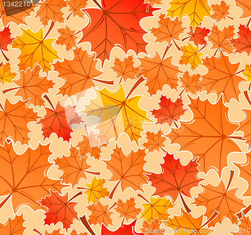 Image of Autumn leaves seamless pattern, vector