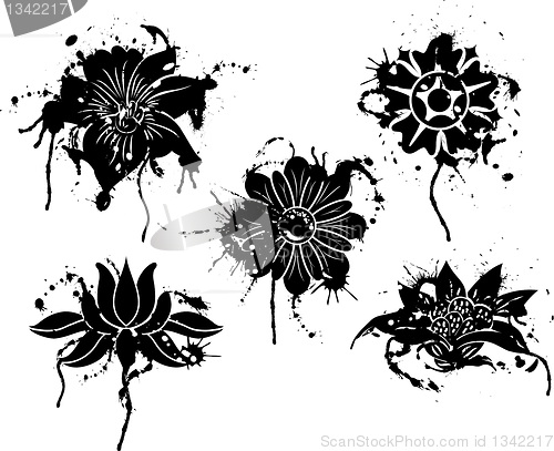 Image of Grunge paint flower, element for design, vector