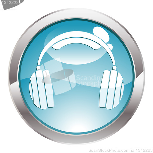 Image of Gloss Button with Headphones