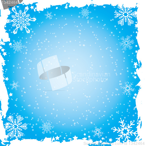 Image of Snowflake grunge frame, vector