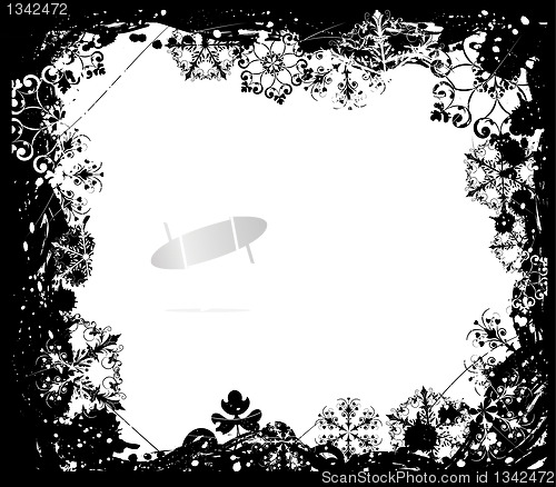 Image of Snowflake grunge frame, elements for design, vector