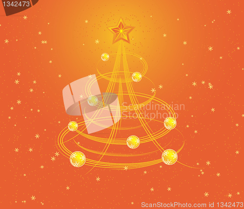 Image of Christmas background with stylized tree, vector