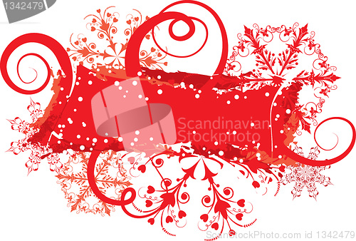Image of Snowflake grunge frame, elements for design, vector