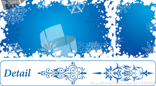 Image of Snowflake grunge frame, elements for design, vector