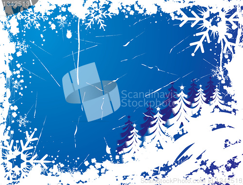 Image of Snowflake grunge frame, elements for design, vector