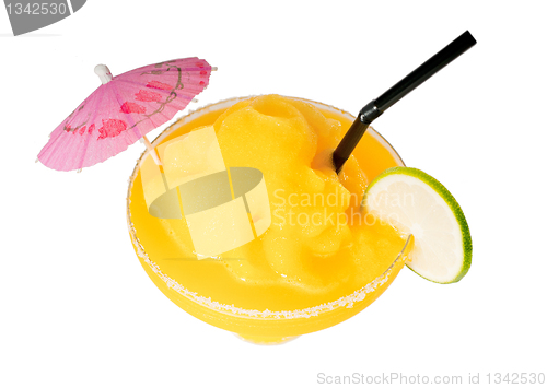 Image of frozen mango margarita daiquiri isolated on white