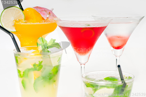 Image of group of cocktails drink isolated on white